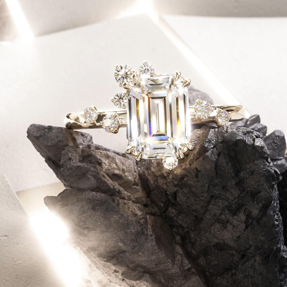 3ct Emerald Cut Vintage Style Art Diamond Engagement Ring