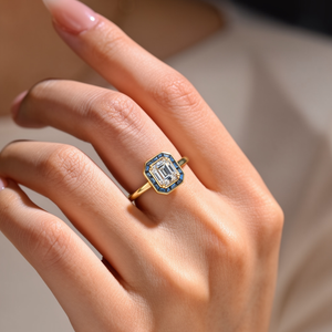 Iris‘s Breeze | 1CT Emerald Cut Halo Moissanite Ring.
