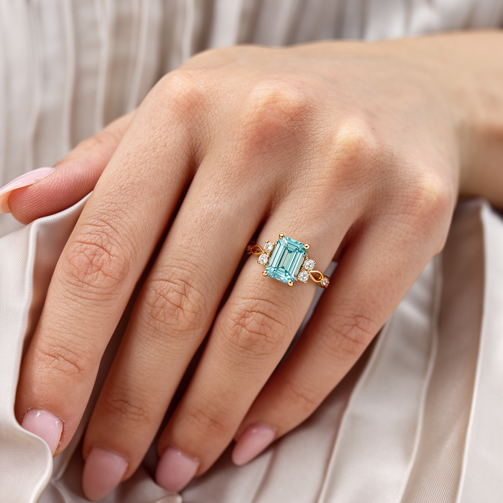 Elara‘s Grace | 1CT Emerald-Cut Diamond Ring.