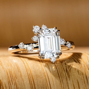 3ct Emerald Cut Vintage Style Art Diamond Engagement Ring