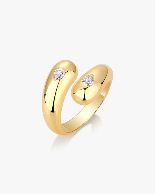 Golden Teardrop Open Wrap  Dome Ring-Unisex