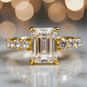 Audrey's Romance | 2CT Emerald Cut Moissanite Ring.