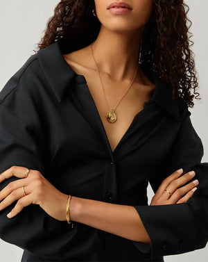 18K Gold Vermeil Spiral Large Pendant Necklace.