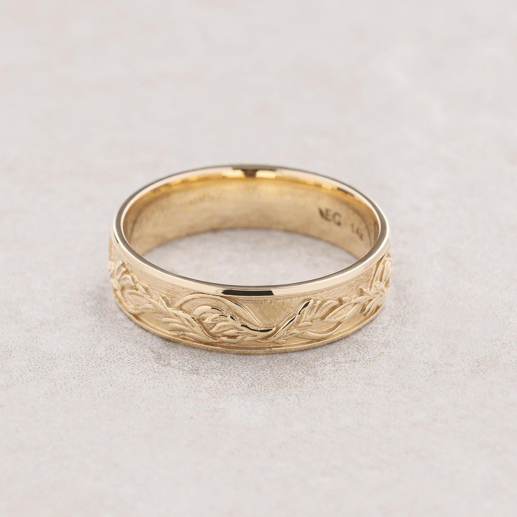 Timeless Promise | Wide Maple Leaf Wedding Band.