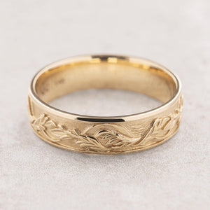 Timeless Promise | Wide Maple Leaf Wedding Band.