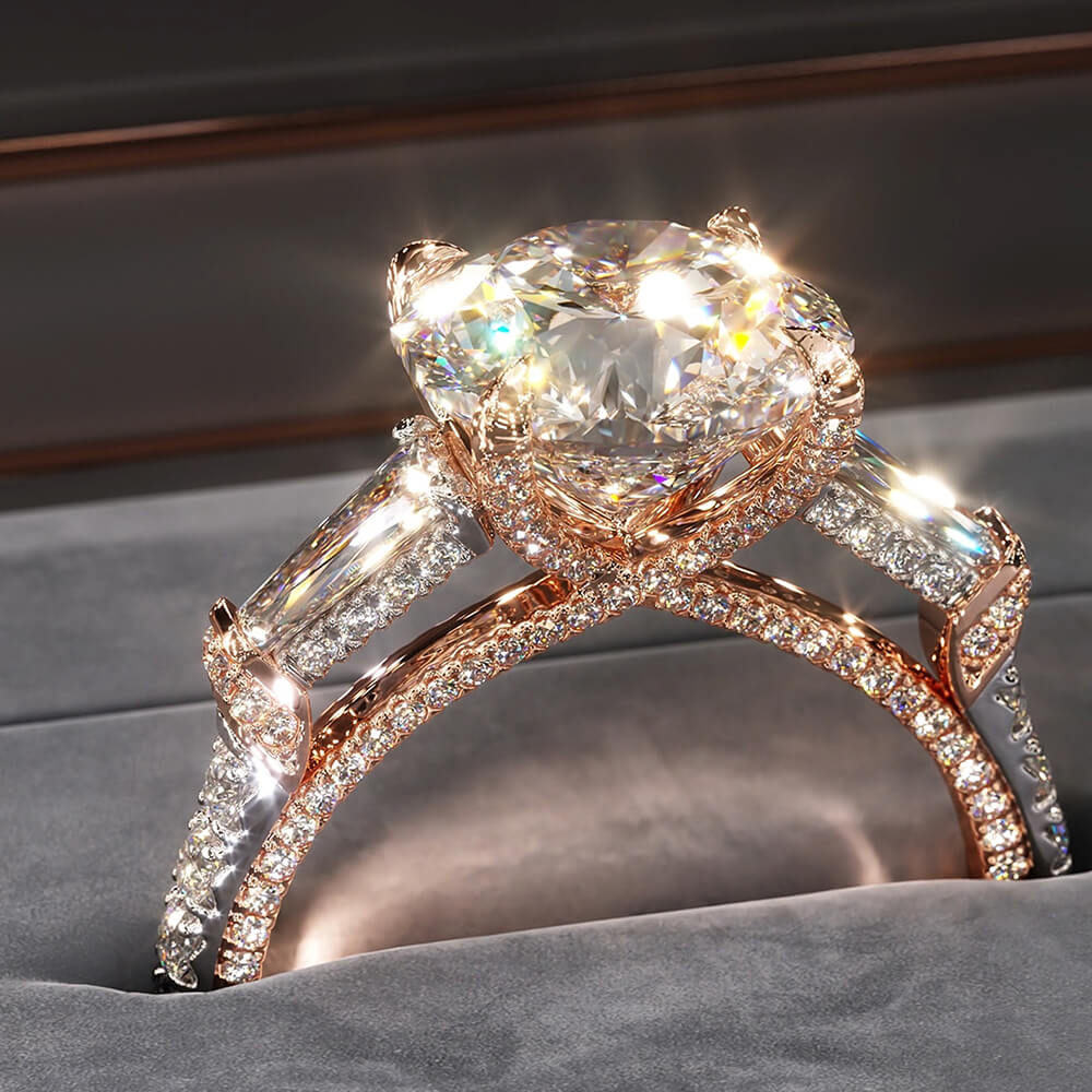 Decagon Nova Design 2ct Diamond Cut Moissanite Engagement Ring