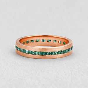 Maia’s Glade | Long Hexagon Moss Agate Leafy Couple Ring Set 3pcs.