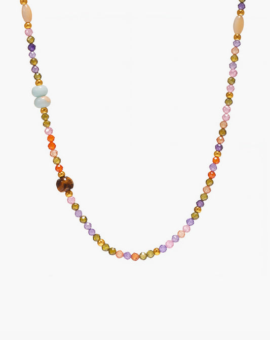 Handmade Rainbow Sparkle Stone Beads Necklace