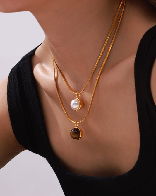 Handmade Gold Tiger Eye Pendant Necklace– Natural Stone Protection Pendant