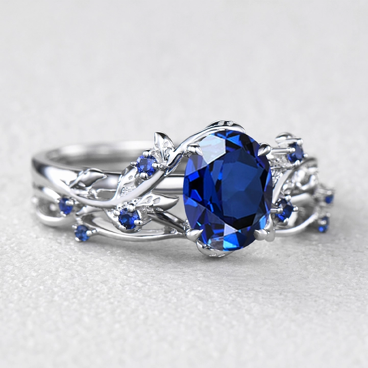 Iris’s Vine | Art Deco Blue Sapphire Bridal Set 2pcs.