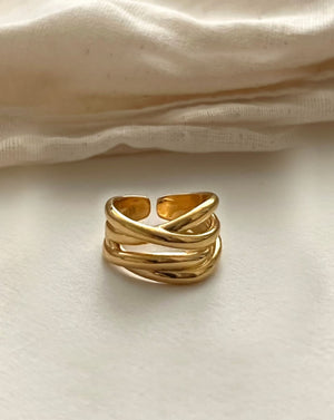 Minimalist Twist Gold Chunky Ring