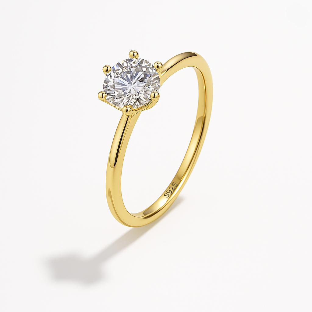 Classic Round Cut Moissanite Ring.