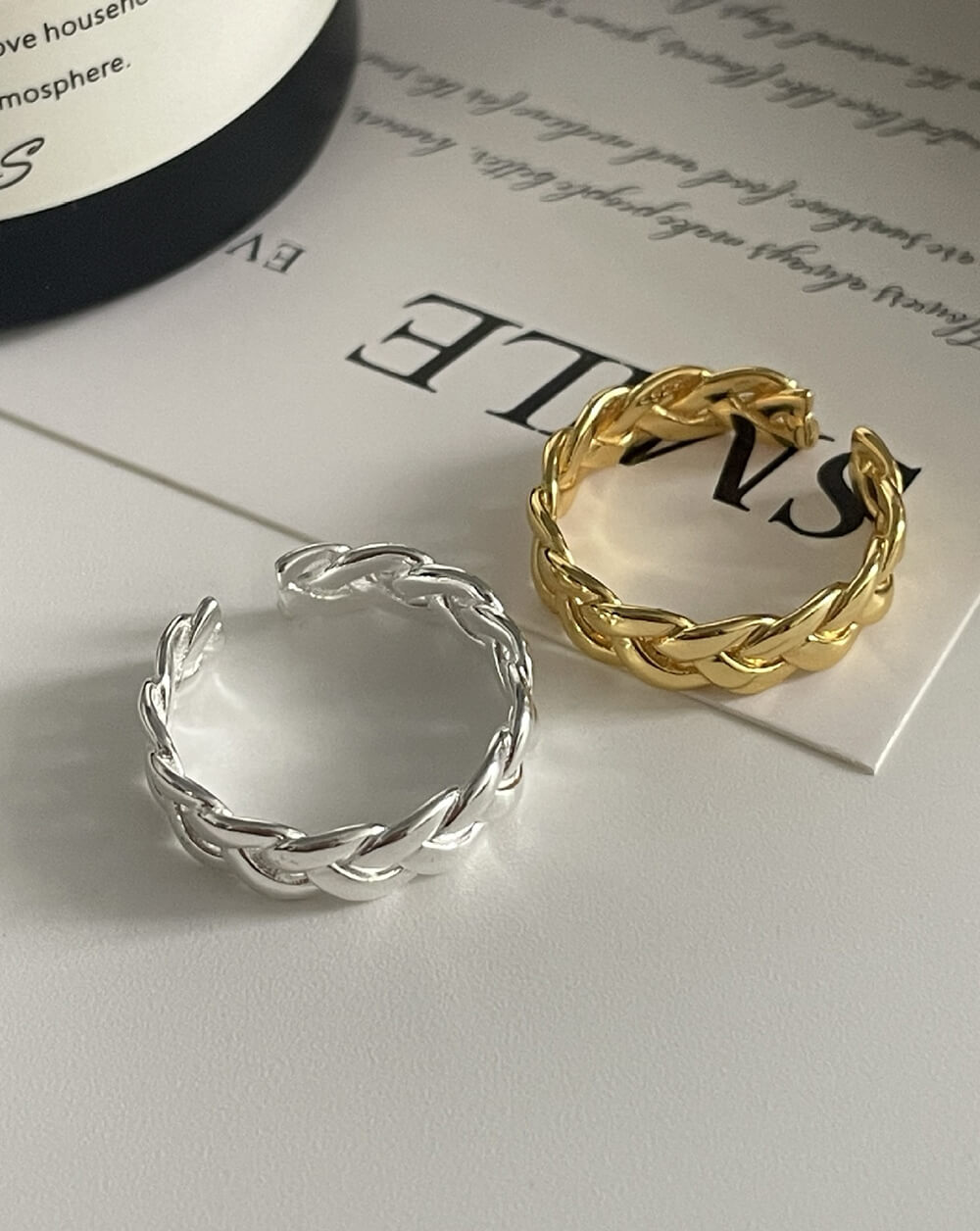 Minimalist Twist Braided Gold Chunky Ring
