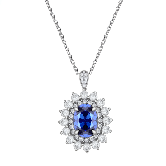 Elegant Sapphire Halo Jewelry Set - Stellaradorn