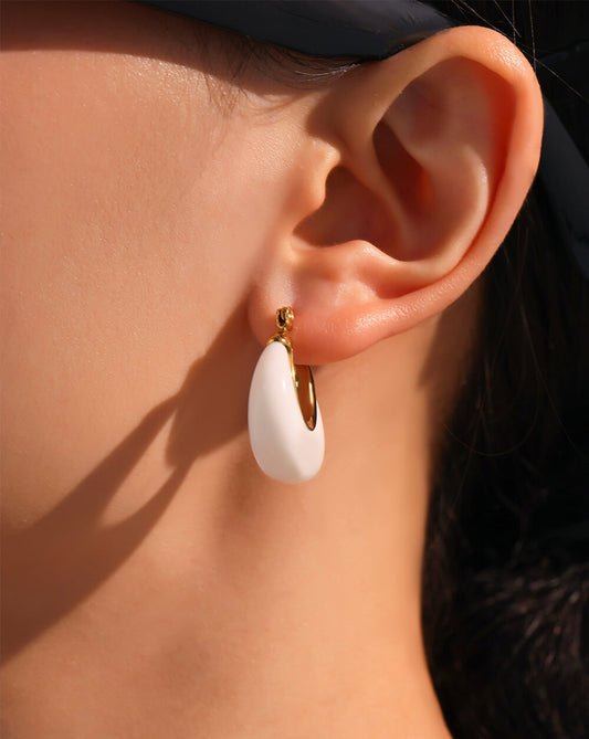Boho Enamel Chunky U Shape Hoop Earrings