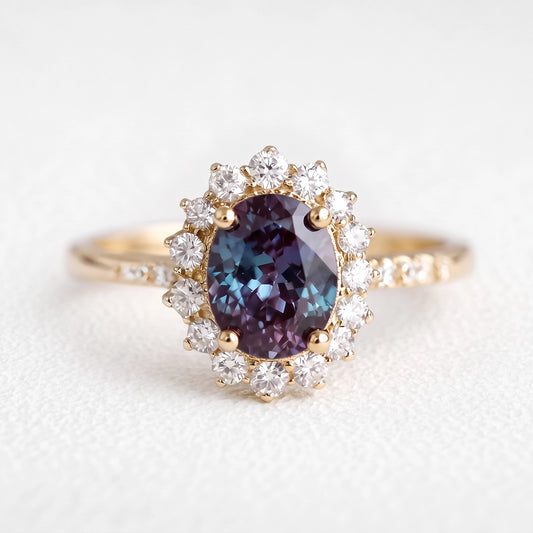 Celine's Deep | Oval Mystical Blue Alexandrite Engagement Ring