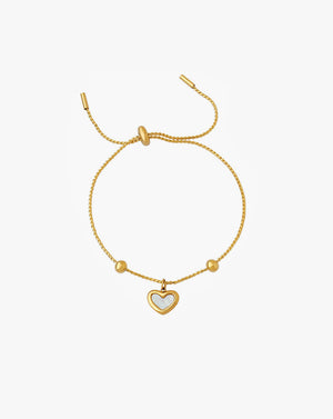 Elegant Mother of Pearl Heart Bracelet Adjustable for Women