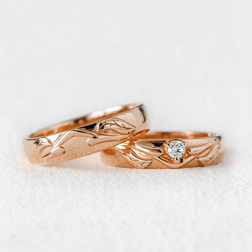 The Eternal Vine | Diamond Intertwined Wedding Couple Band.
