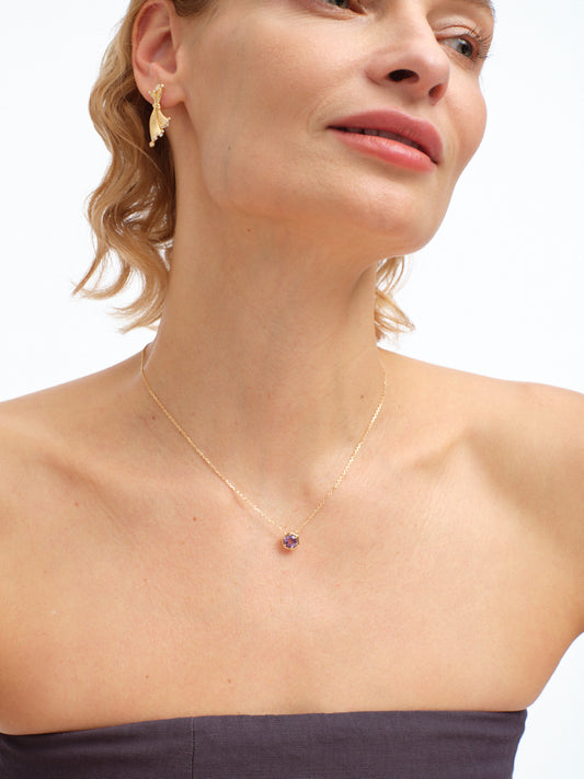 Amethyst Hexagon Crystal Pendant Necklace - Stellaradorn