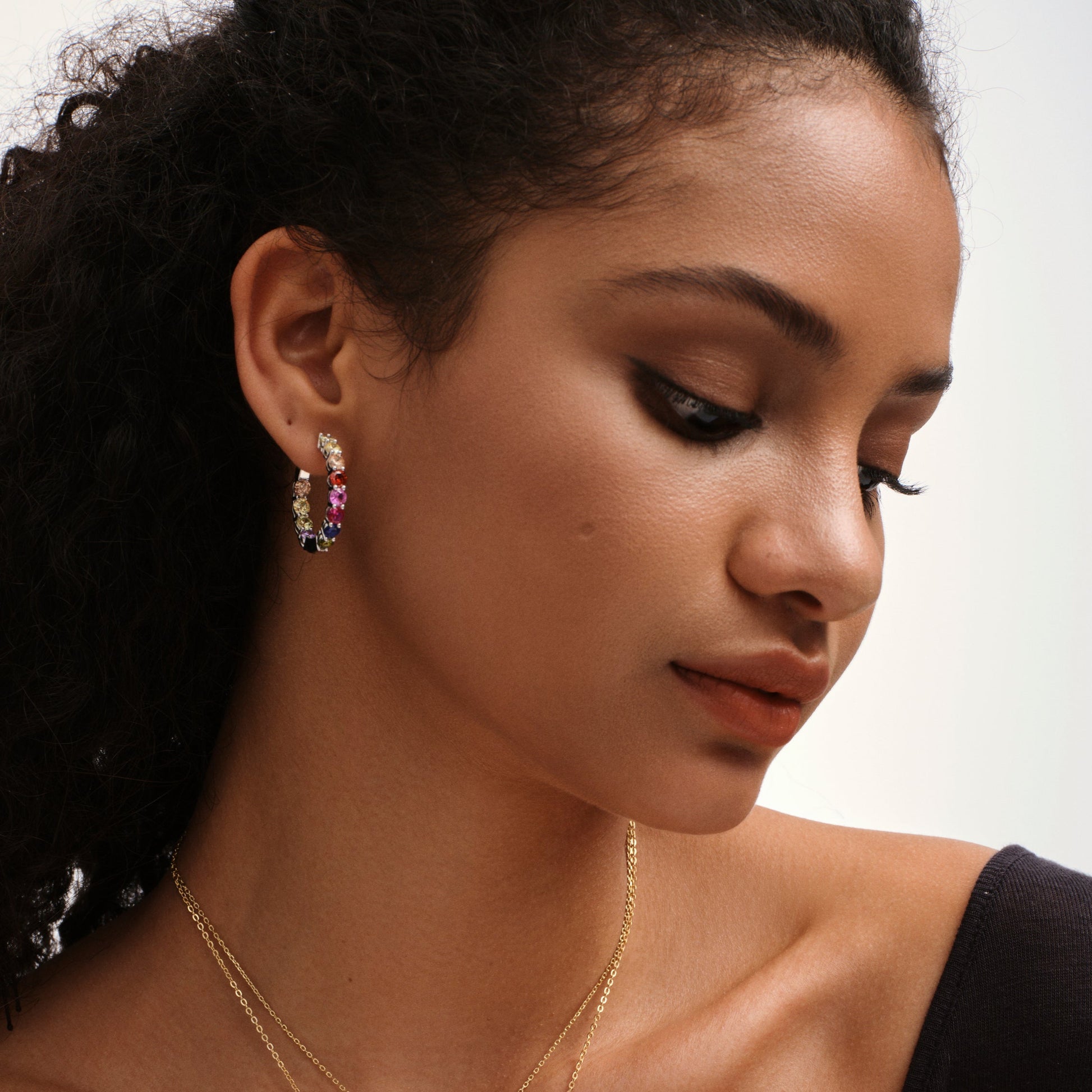 Chic Multicolor Zircon Hoop Huggies Earrings - Stellaradorn