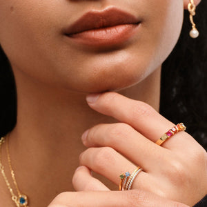 Star and Moon Stackable Halo Pinky Ring - Stellaradorn