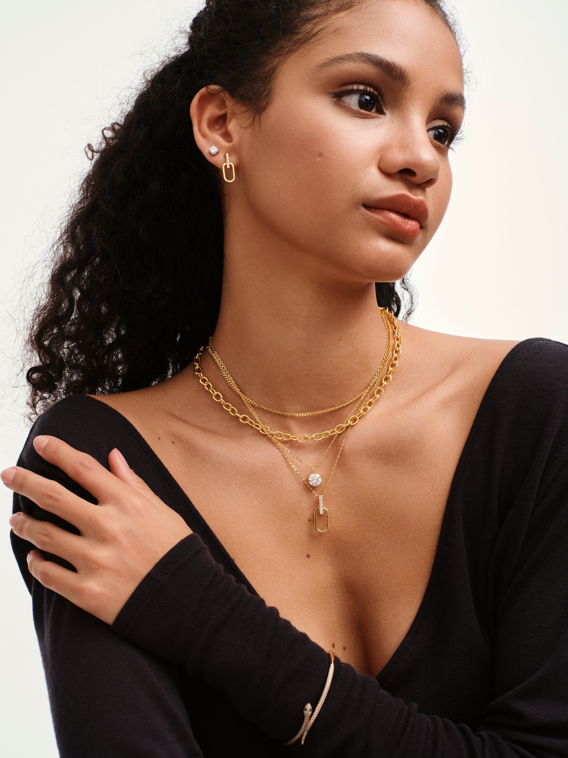 Multi-Layer Gold Solitaire Statement Necklace - Stellaradorn