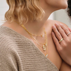 Layered Gold Solitaire Pendant Necklace - Stellaradorn