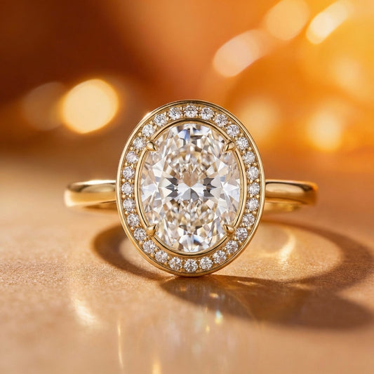 Astra‘s Radiance | 3CT Oval Moissanite Halo Ring