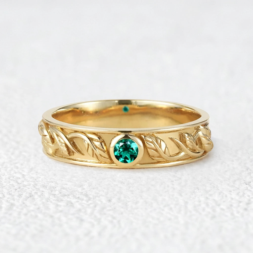Asher Ivy | Emerald Men's Wedding Band.
