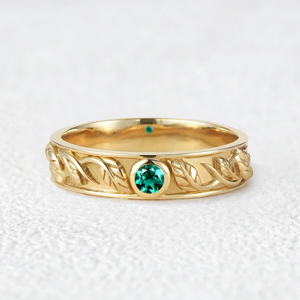 Asher Ivy | Emerald Men's Wedding Band.