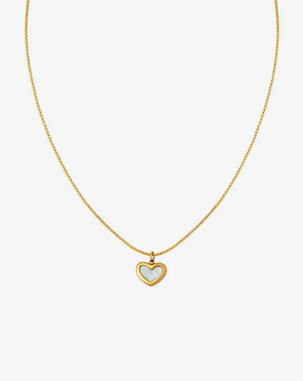 Elegant Gold Filled Heart Pendant Necklace with Mother of Pearl Charm