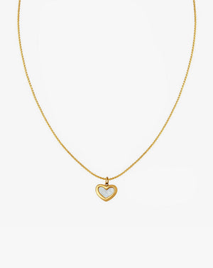 Elegant Gold Filled Heart Pendant Necklace with Mother of Pearl Charm
