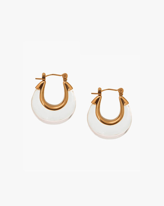 Boho Enamel Chunky U Shape Hoop Earrings