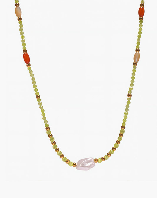 Handmade Garden Baroque Rainbow Stone Beads Necklace
