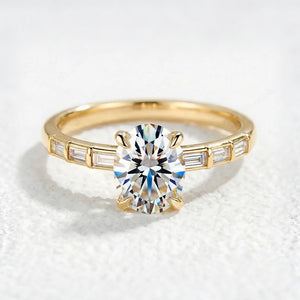 The Lumiera Modernist 2CT Oval Cut Moissanite Gold Ring.