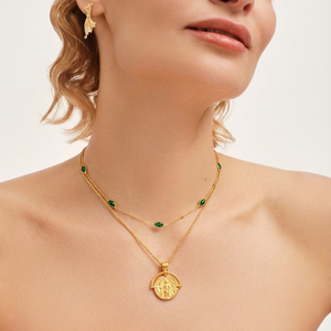 18K Gold Vermeil Magma Gemstone Charm Choker.