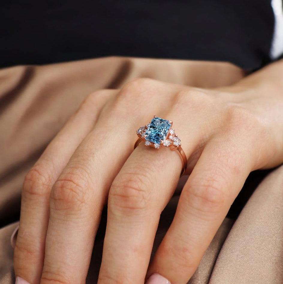 Aria‘s  Harbor | The 3CT Blue Radiant Ring.