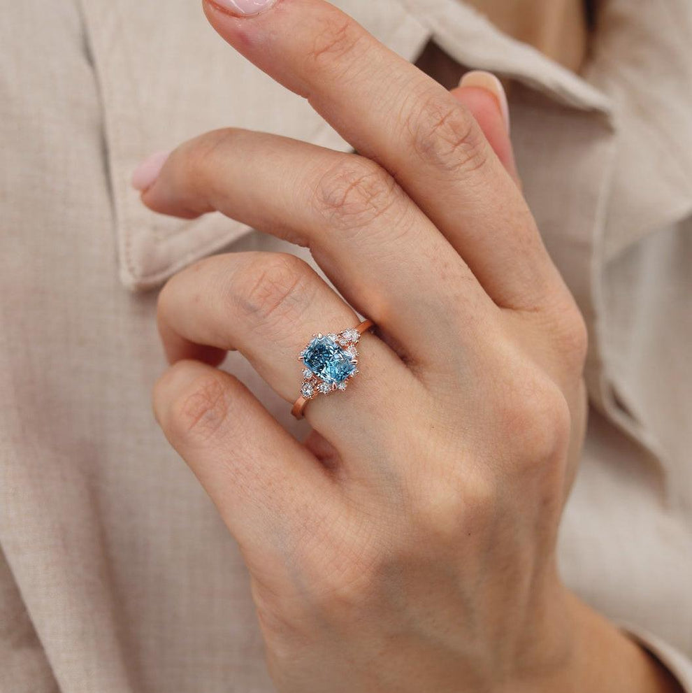Aria‘s  Harbor | The 3CT Blue Radiant Ring.