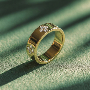 Clover Finder | Minimalist Stackable  Diamond Gold Band Ring.