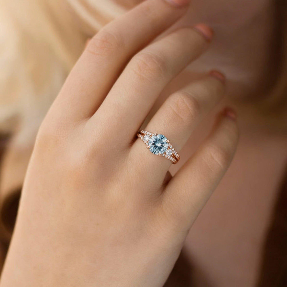 Celia‘s Zephyr | 2CT Sky Blue Sapphire Engagement Ring.