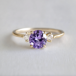 Velvet Twilight | Three-Stone Tanzanite & Moissanite Ring.
