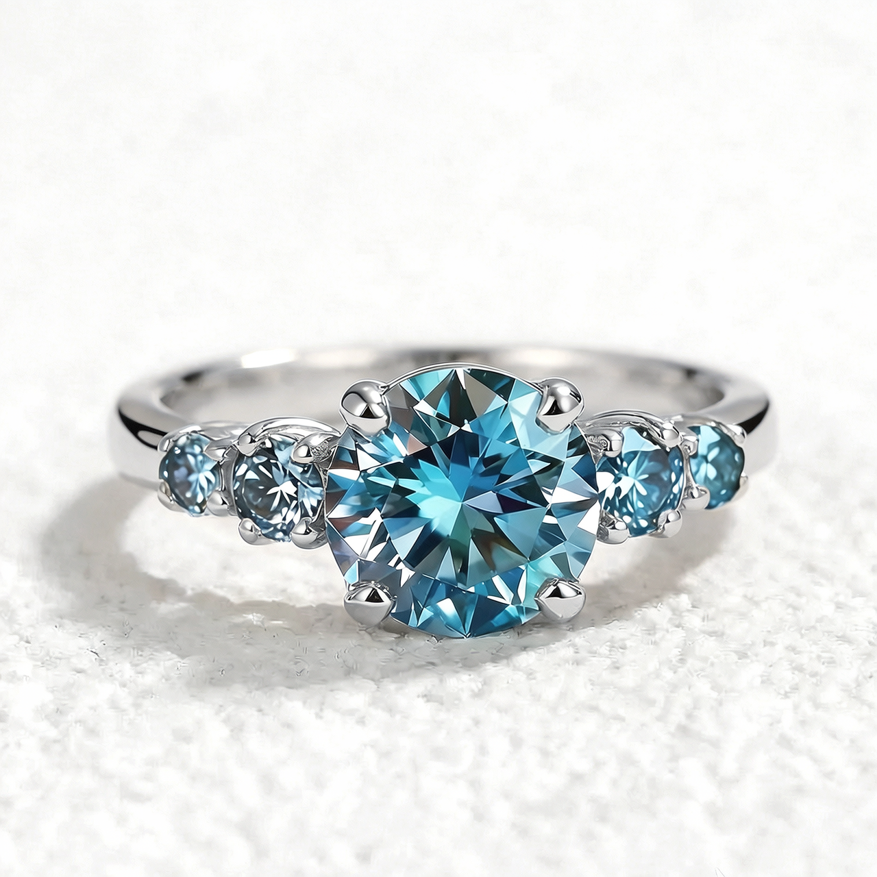 Althea  Classic 1CT Round-Cut Blue Sapphire Gold Ring.
