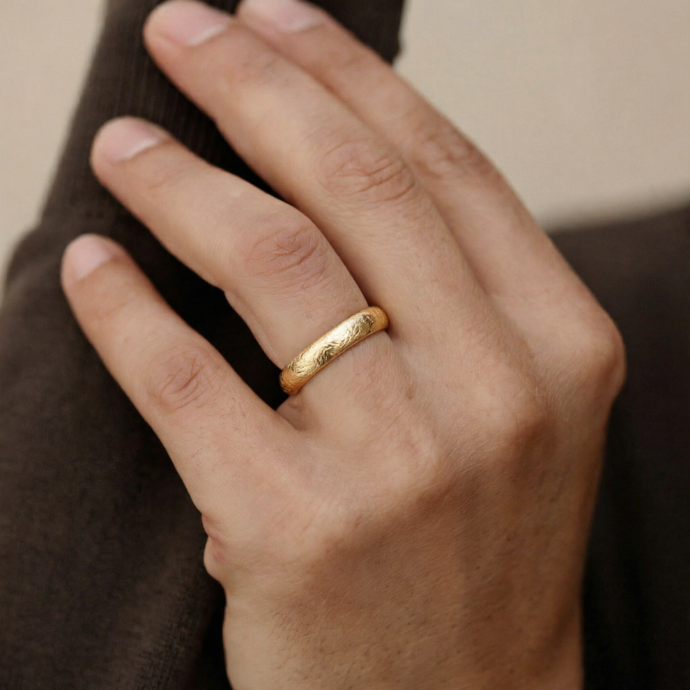 Frost Arc | 4MM Matte Gold Wedding Band.