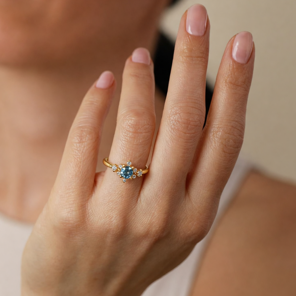 Selene’s Stillness | Classic Blue Sapphire Solitaire Engagement Ring.