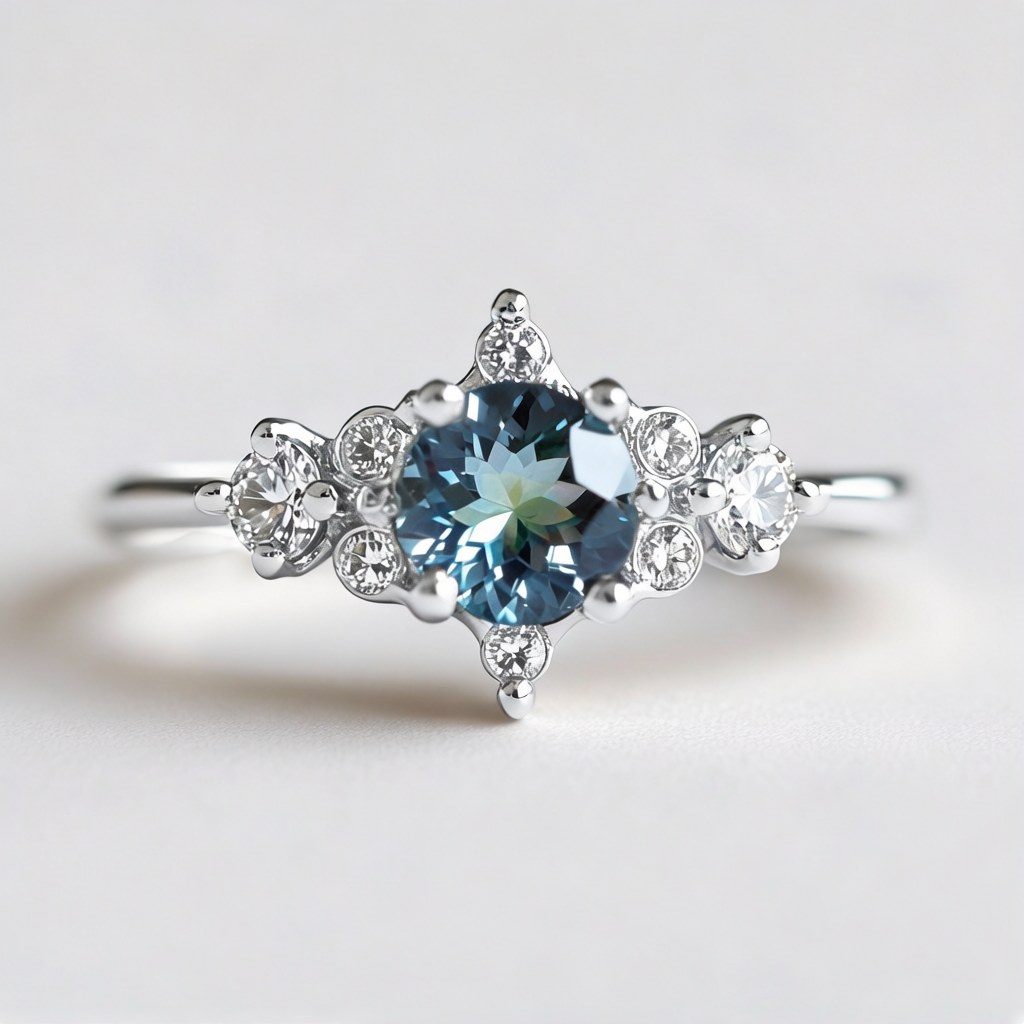 Selene’s Stillness | Classic Blue Sapphire Solitaire Engagement Ring.