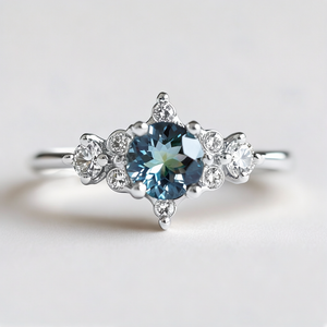 Selene’s Stillness | Classic Blue Sapphire Solitaire Engagement Ring.