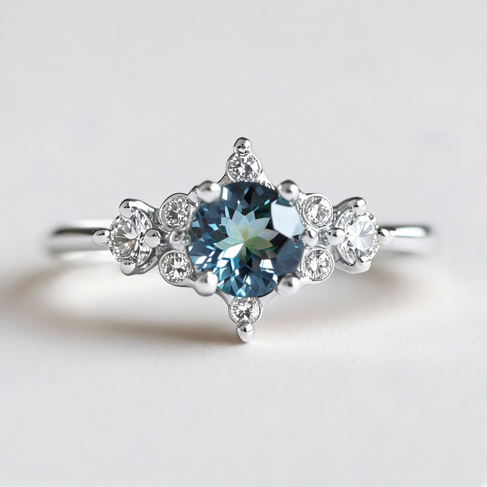 Selene’s Stillness | Classic Blue Sapphire Solitaire Engagement Ring.