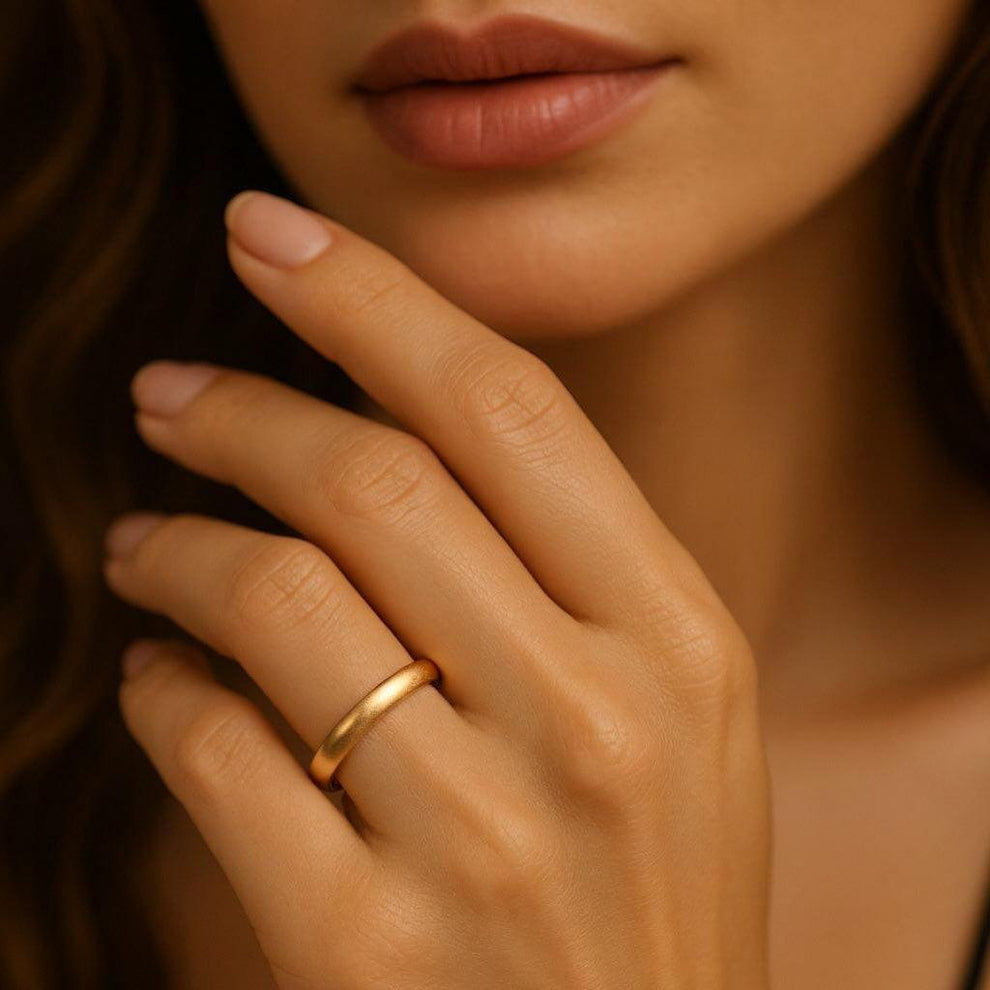 The Classic Arc Band | Satin-Finish Solid Gold.