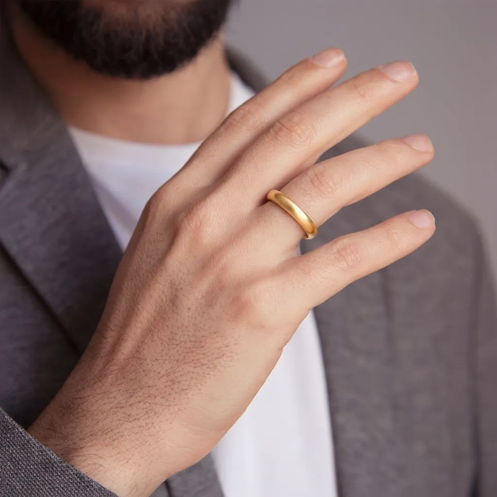 The Classic Arc Band | Satin-Finish Solid Gold.