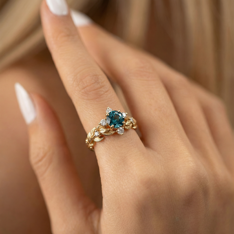 Twilight Garden | Starry Blue Sapphire Engagement Ring.